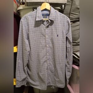 Ralph Lauren Blue and White Plaid Shirt